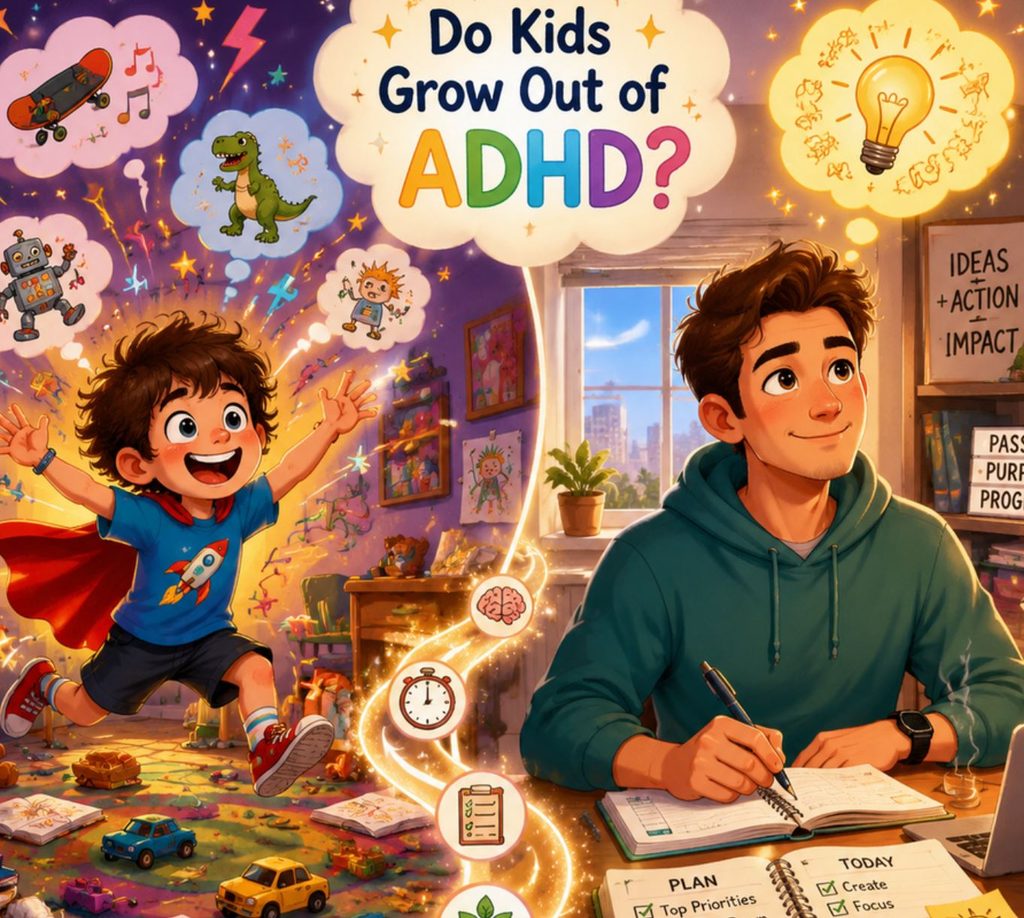 اگر فرزند شما به دلیل اختلال بیش فعالی کمبود توجه (ADHD) در تمرکز کردن مشکل دارد یا رفتارهای تکانشی از خود نشان می‌دهد، می‌توانید امیدوار باشید که این مشکل با بزرگ شدن او برطرف شود.
