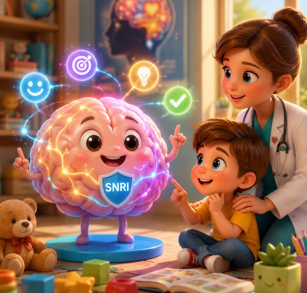 تحقیقات بسیار کمی برای نشان دادن میزان اثربخشی SNRIها برای کودکان مبتلا به ADHD انجام شده است.