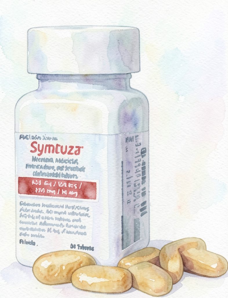 Symtuza حاوی چهار دارو است: کوبیسیستات (cobicistat)، داروناویر (darunavir)، امتریسیتابین (emtricitabine) و تنوفوویر آلافنامید (tenofovir alafenamide).